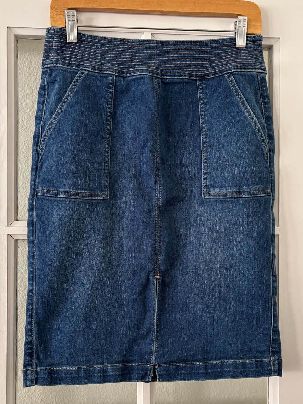 White House Black Market Blue Denim Pencil Skirt